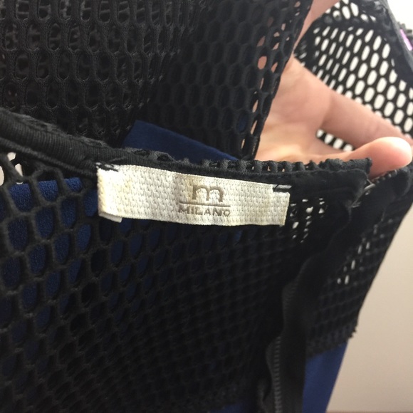 M Milano Blue Black Mesh Shift Mini Dress - Picture 5 of 8